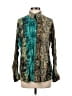 Chico's Animal Print Teal Long Sleeve Blouse Size Sm (0) - photo 1