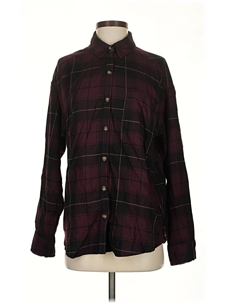 Pre-owned Hollister Long Sleeve Button Down Shirt In Burgundy