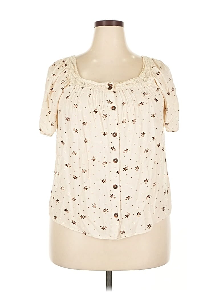 Pre-owned Mason & Belle Short Sleeve Blouse In White