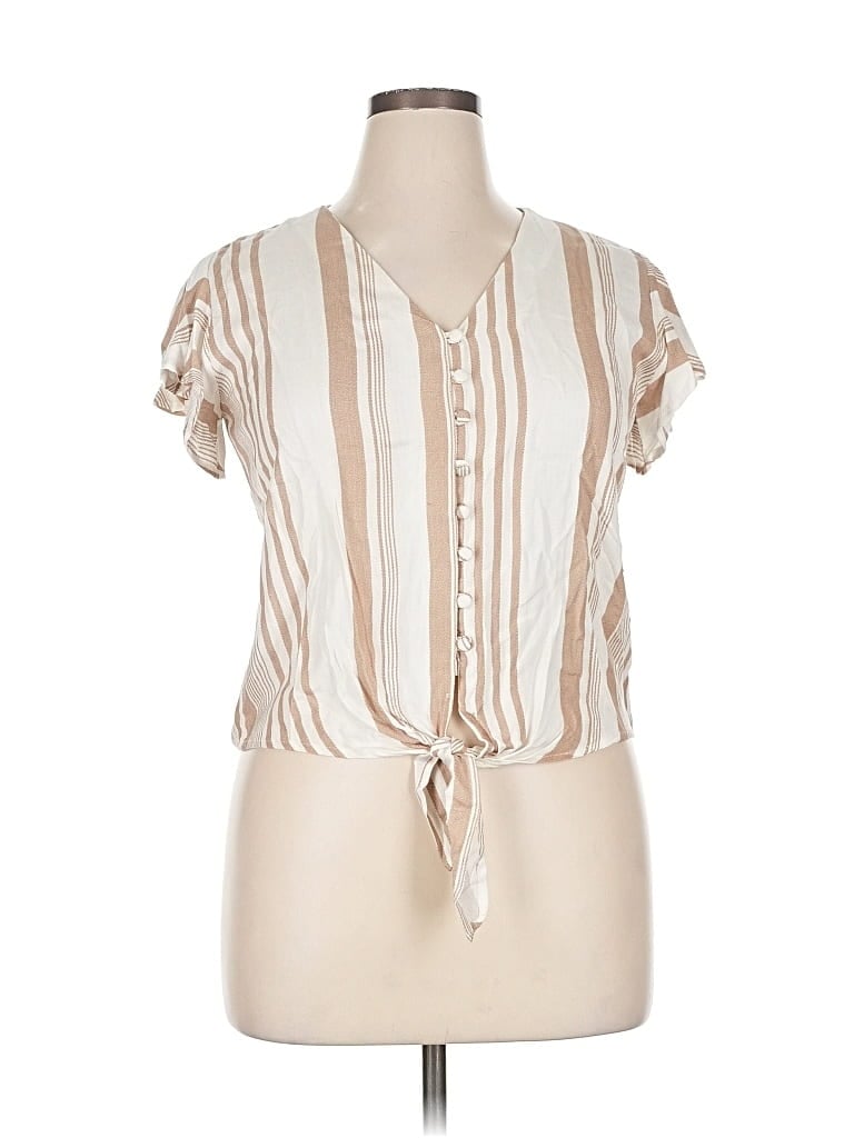 Pre-owned Sim & Sam Short Sleeve Blouse In Brown