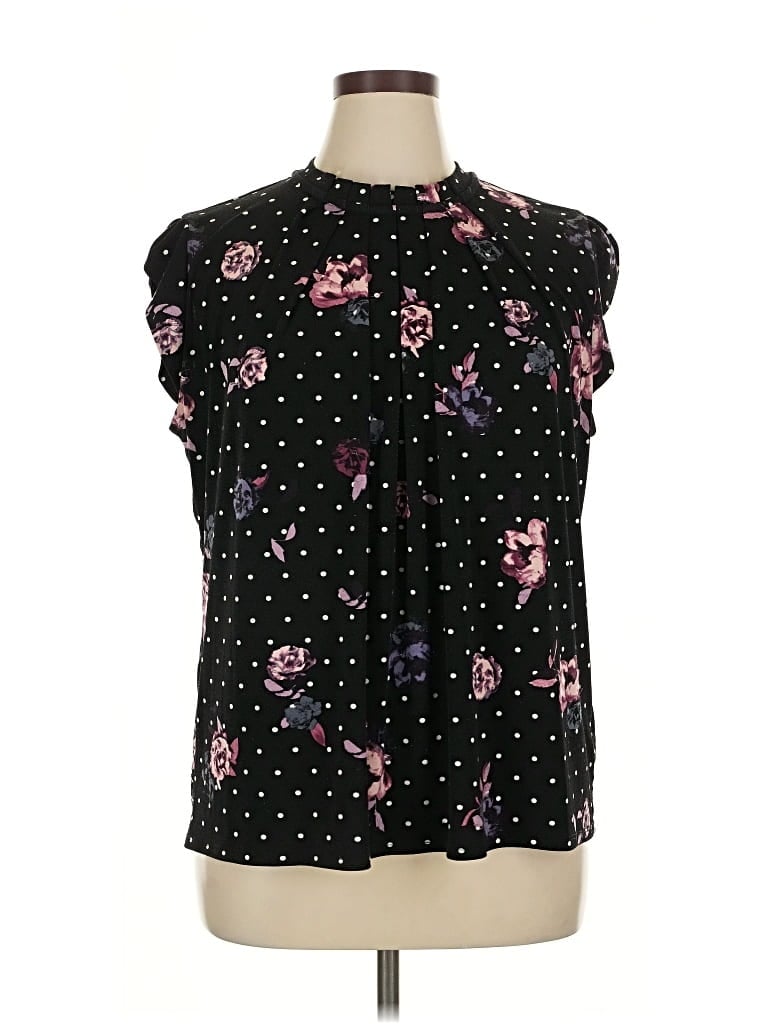 Pre-owned Elle Short Sleeve Blouse In Black