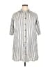 Assorted Brands Stripes Silver Blue 3/4 Sleeve Button-Down Shirt Size L - photo 1