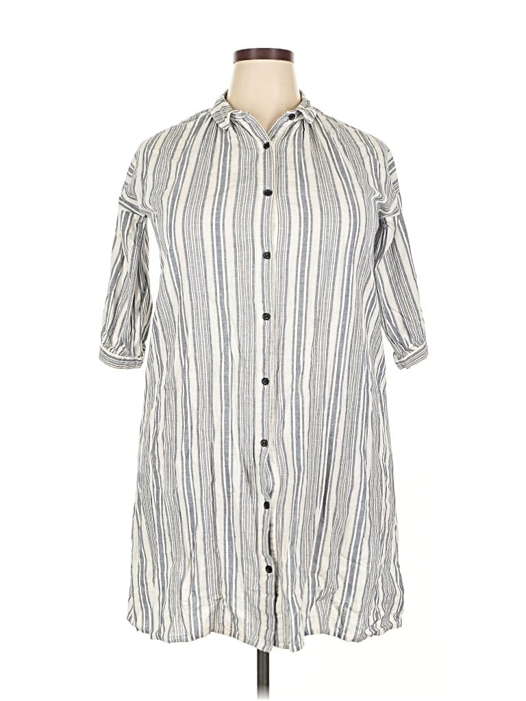 Pre-owned Assorted Brands 3/4 Sleeve Button Down Shirt In Blue