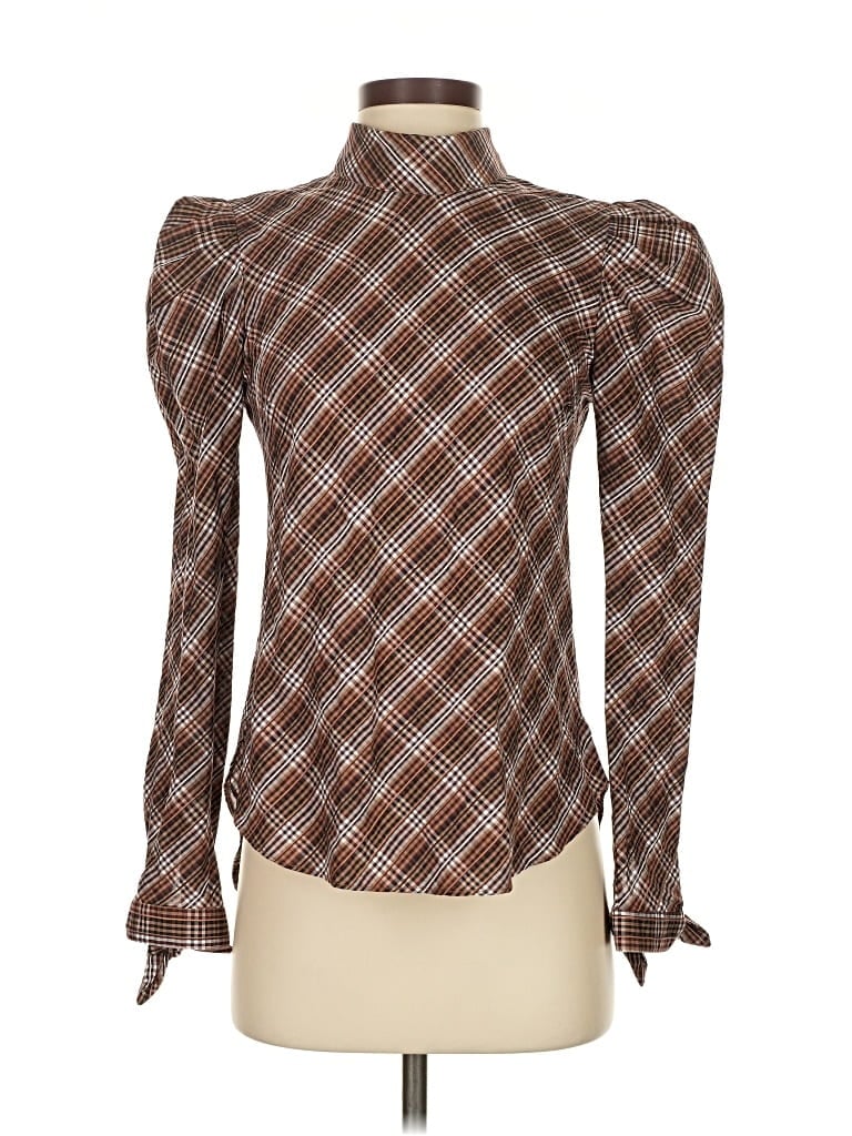 Pre-owned Veronica Beard Long Sleeve Blouse In Brown