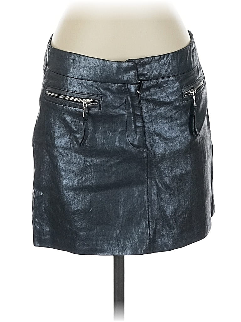 Pre-owned Milly Faux Leather Skirt In Blue