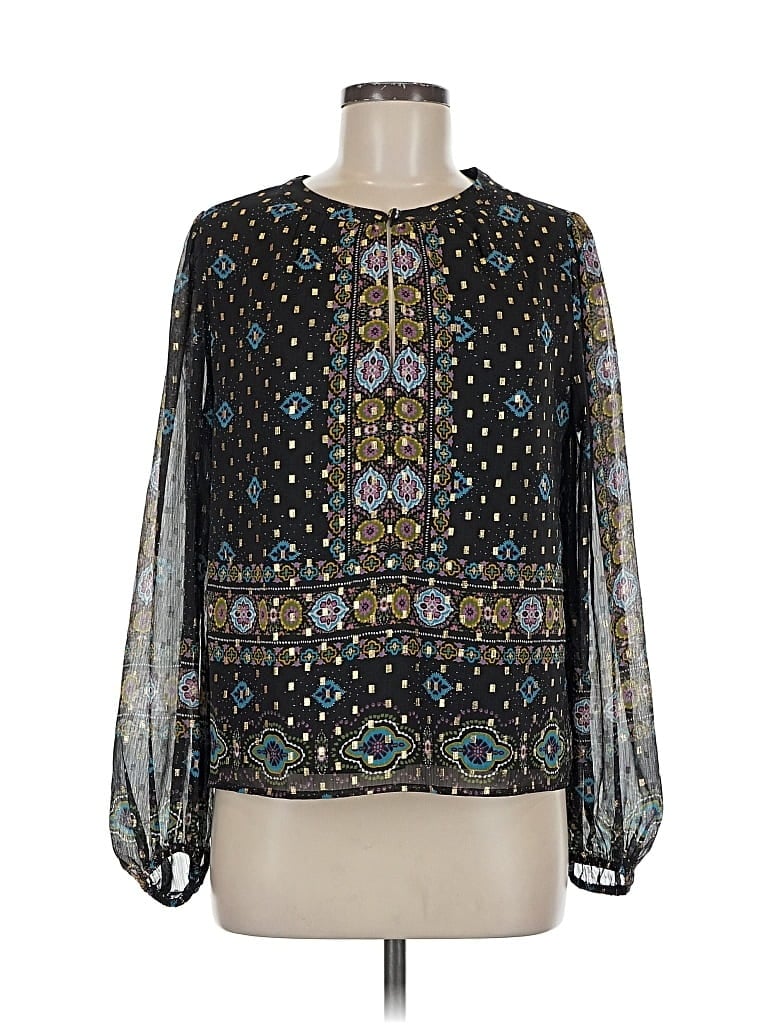 Pre-owned Ann Taylor Loft Long Sleeve Blouse In Black