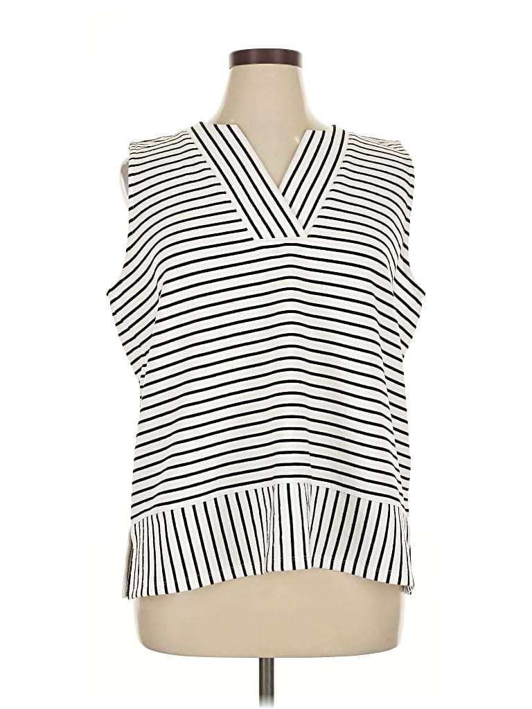 Pre-owned Jones New York Signature Sleeveless Blouse In White