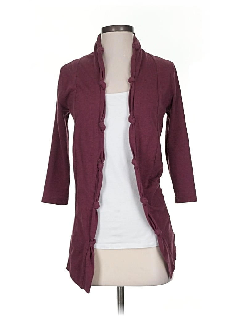 Pre-owned Three Dots Cardigan Sweater In Burgundy