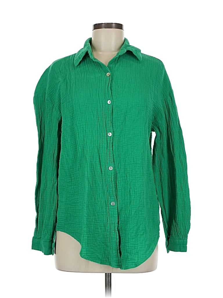 Pre-owned Shein Long Sleeve Blouse In Green