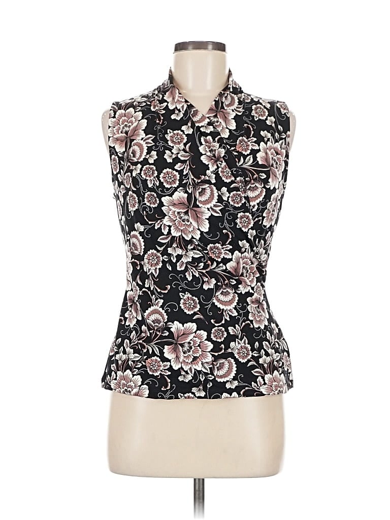 Pre-owned Tahari Sleeveless Blouse In Black