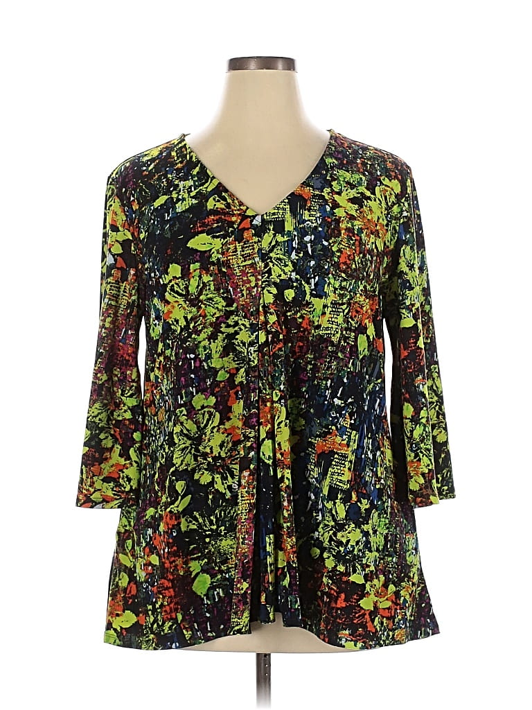 Pre-owned Attitudes By Renee 3/4 Sleeve Blouse In Black