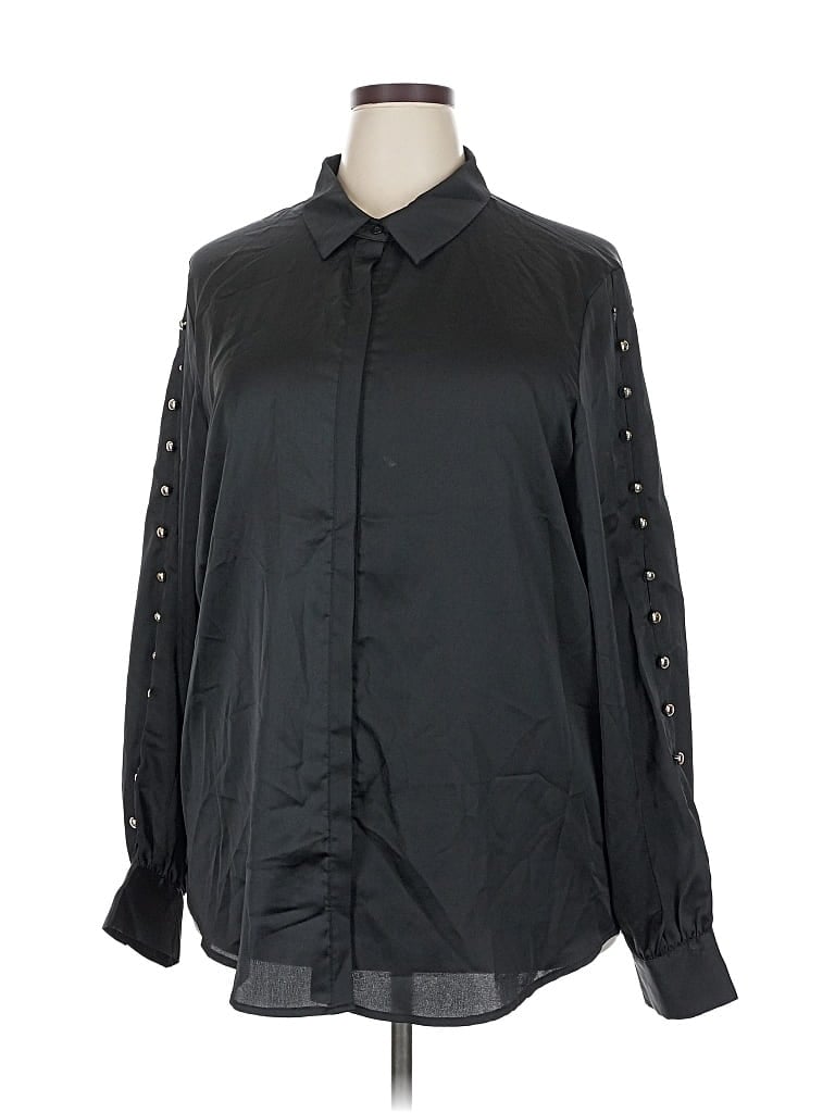 Pre-owned Fashion Nova Long Sleeve Button Down Shirt In Black