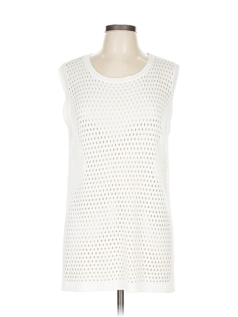 Pre-owned W By Worth Sleeveless Top White Boatneck Tops
