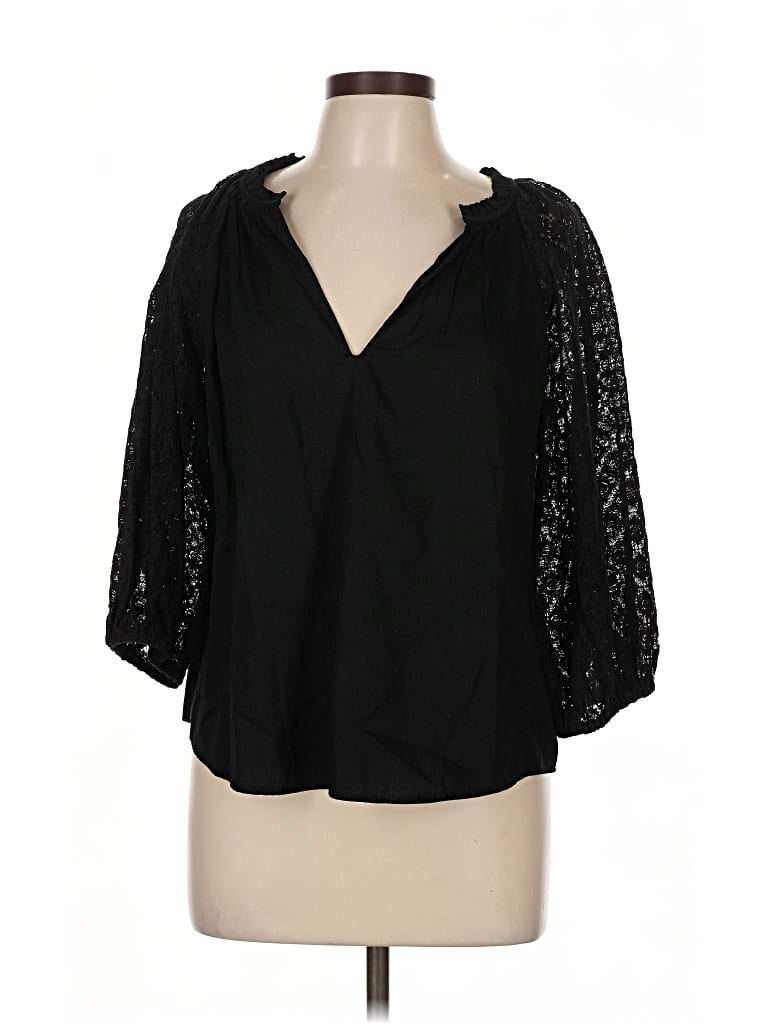 Pre-owned Gap 3/4 Sleeve Blouse In Black