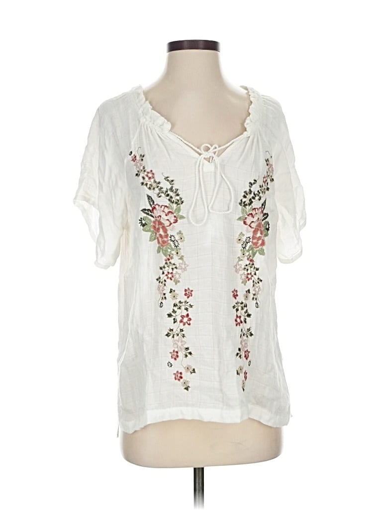 Pre-owned Assorted Brands Short Sleeve Blouse In White