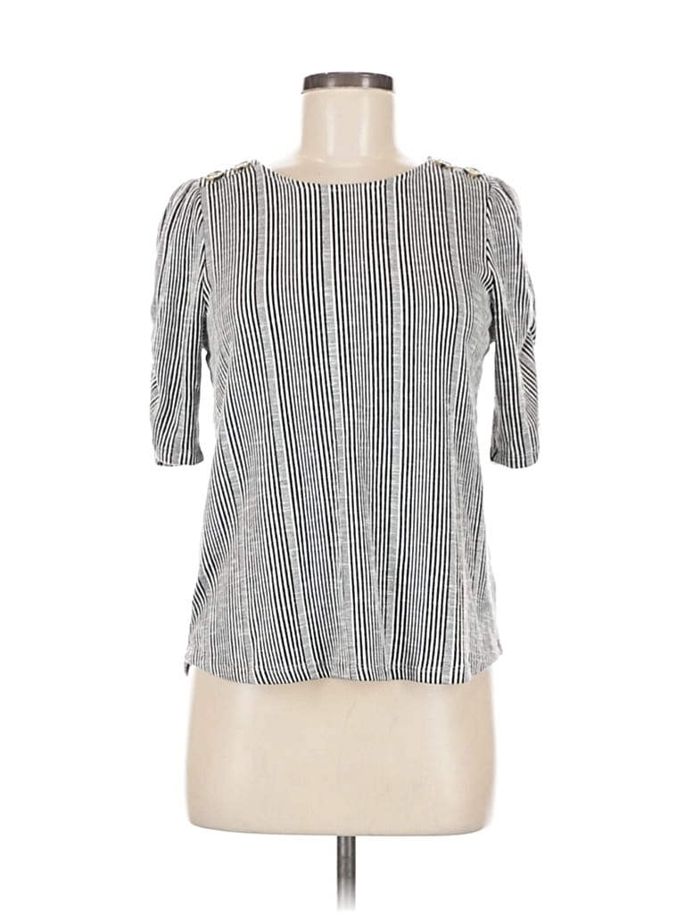 Pre-owned Retrology 3/4 Sleeve Top Silver Square Neckline Tops