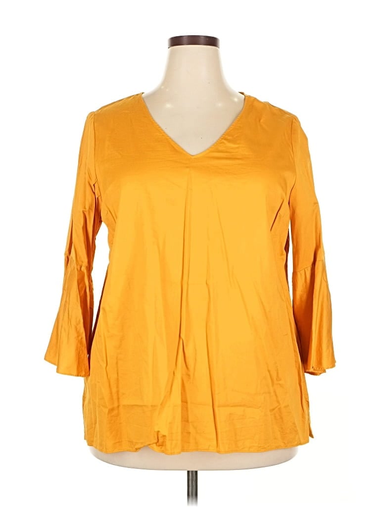 Pre-owned Jane And Delancey 3/4 Sleeve Blouse In Yellow