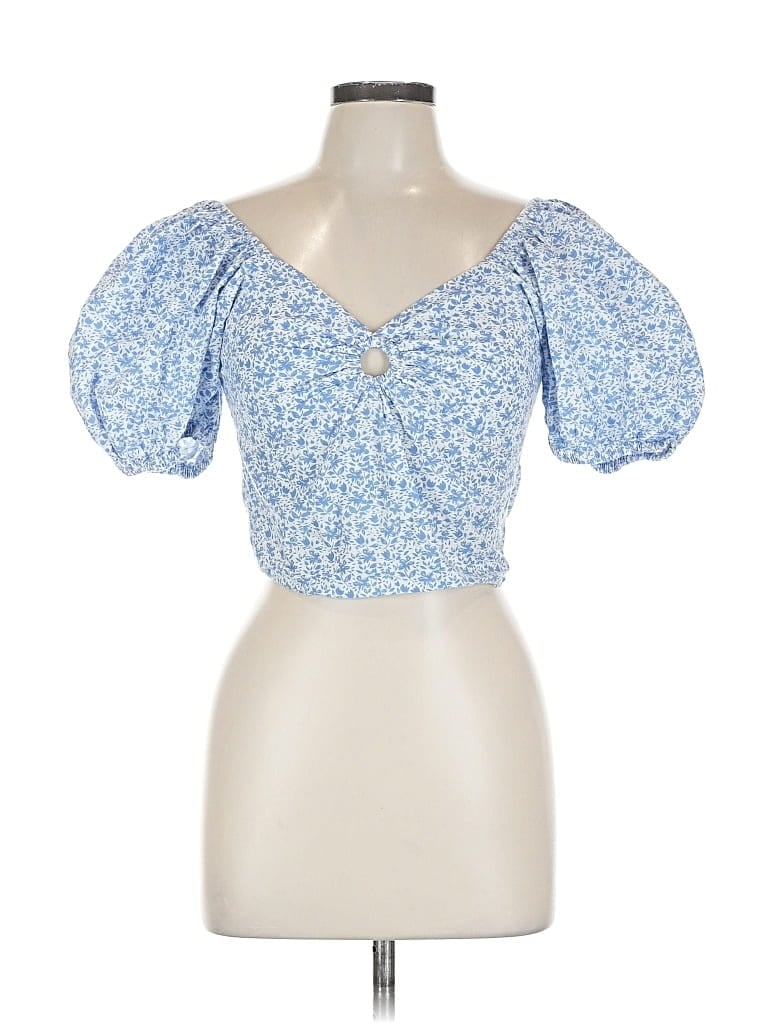 Pre-owned Sim & Sam Short Sleeve Blouse In Blue