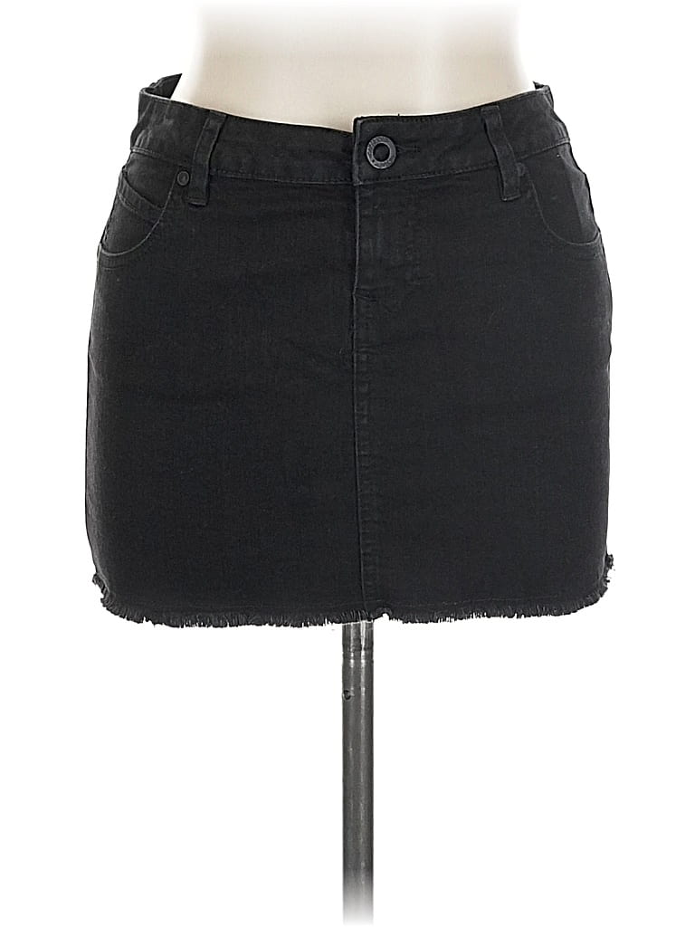 Pre-owned Volcom Denim Skirt In Black