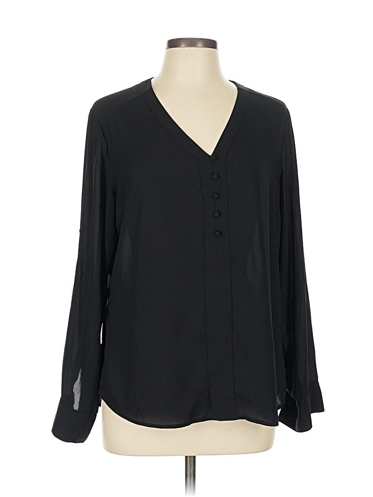 Pre-owned Express Long Sleeve Blouse In Black