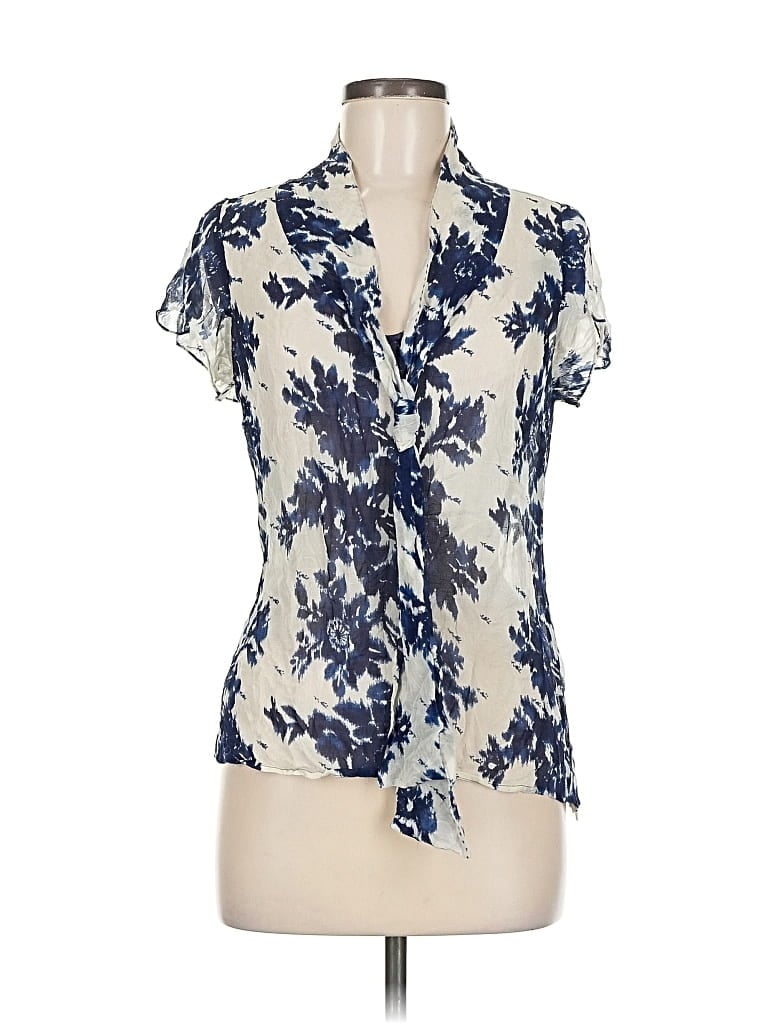 Pre-owned St John Short Sleeve Blouse In Blue