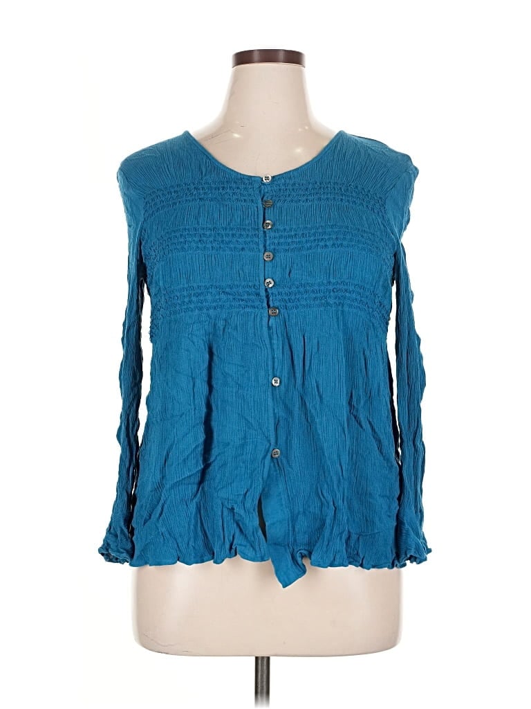 Pre-owned Echo 3/4 Sleeve Blouse In Blue