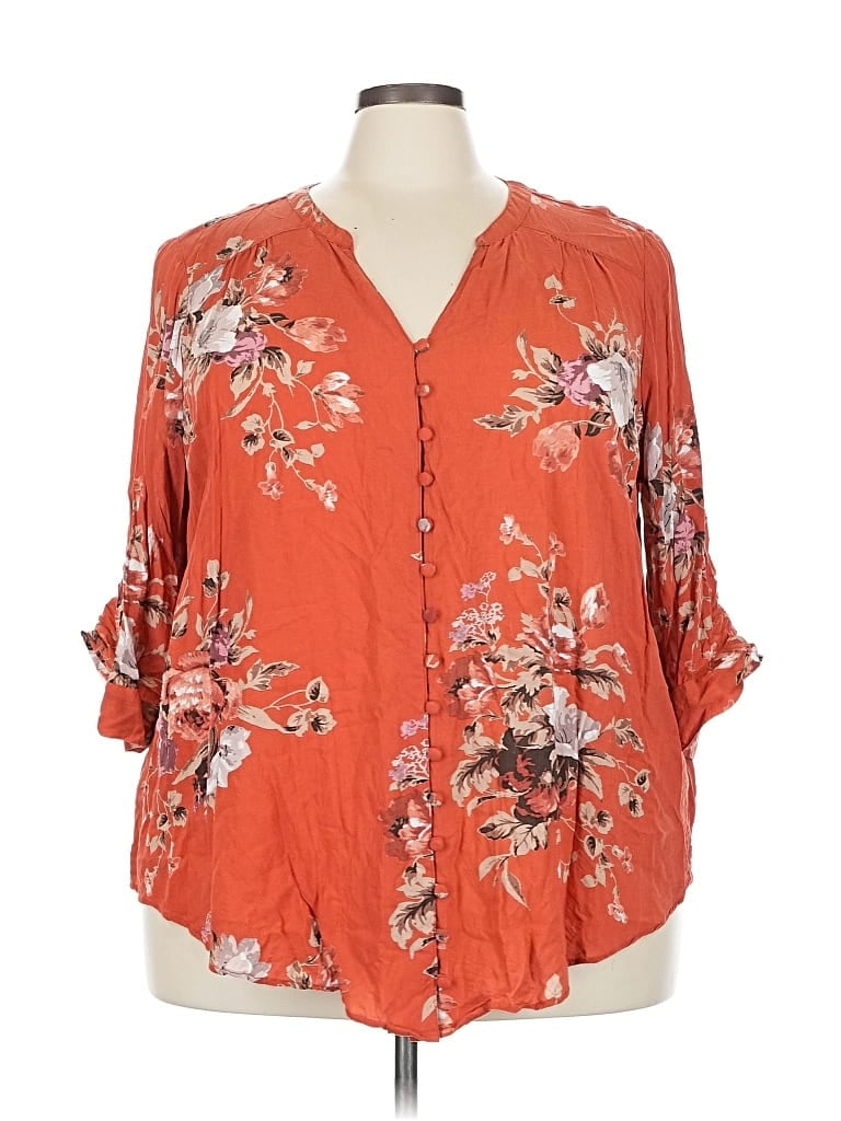 Pre-owned Torrid 3/4 Sleeve Blouse In Orange
