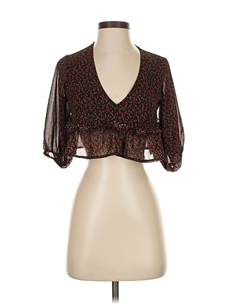 Pre-owned Nasty Gal Inc. 3/4 Sleeve Blouse In Brown