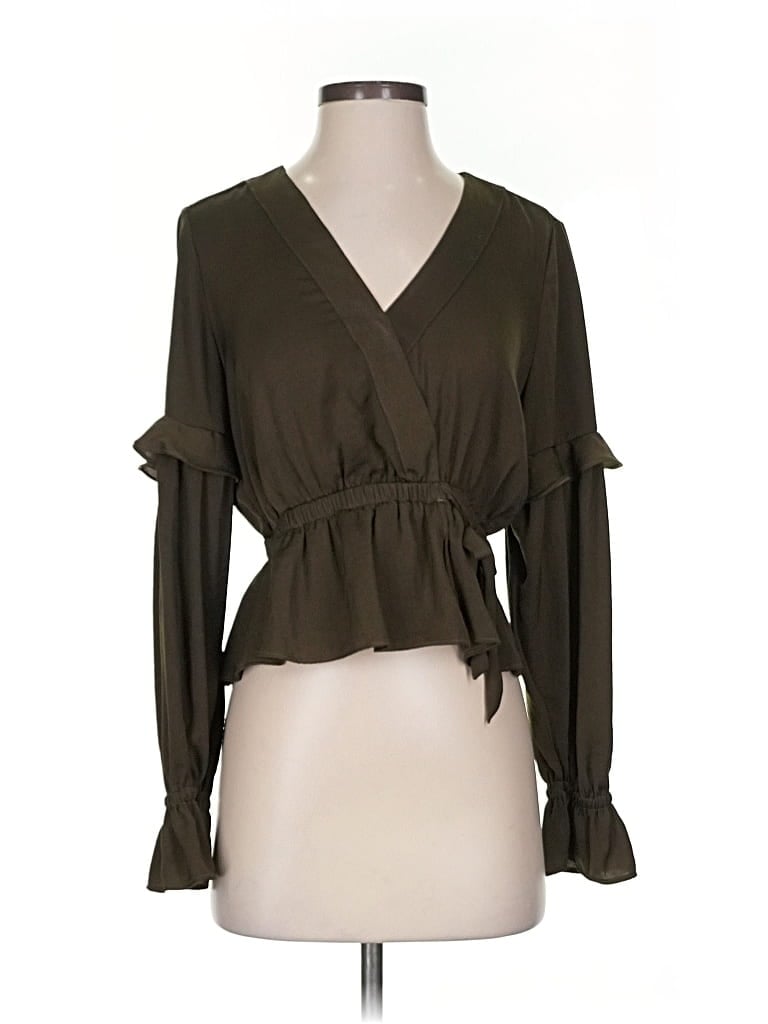 Pre-owned Express Long Sleeve Blouse In Brown