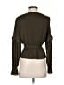 Express 100% Polyester Green Tan Long Sleeve Blouse Size XS - photo 2