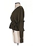 Express 100% Polyester Green Tan Long Sleeve Blouse Size XS - photo 5