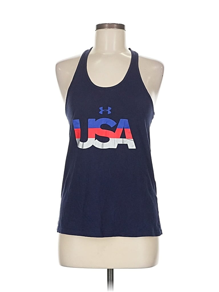 Pre-owned Under Armour Tank Top Blue Halter Neckline Tops