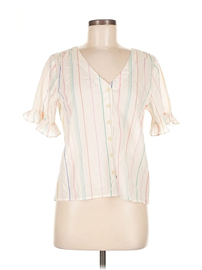 Pre-owned Madewell Short Sleeve Blouse In White