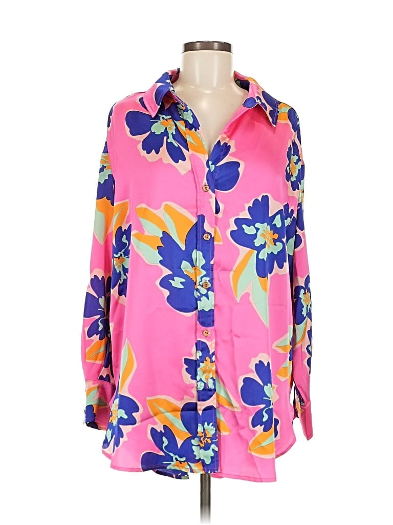 Pre-owned Entro Long Sleeve Blouse In Pink