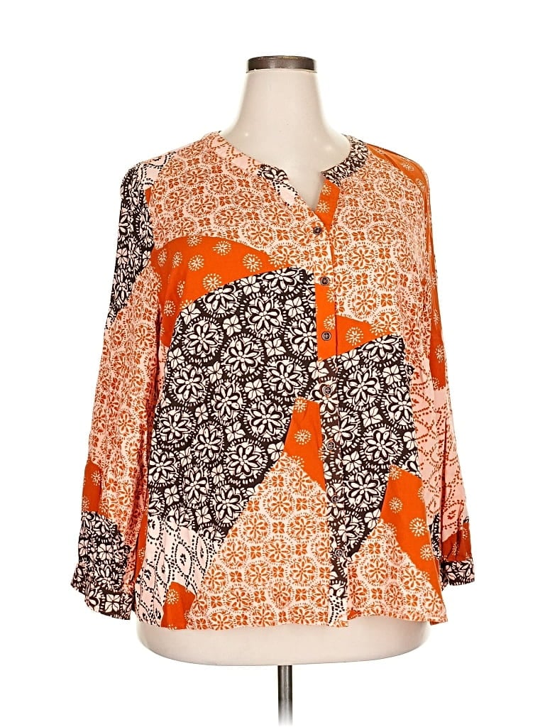 Pre-owned D&co. 3/4 Sleeve Blouse In Orange