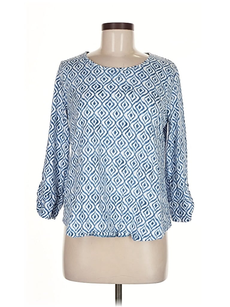 Pre-owned Chico's 3/4 Sleeve T-shirt In Blue