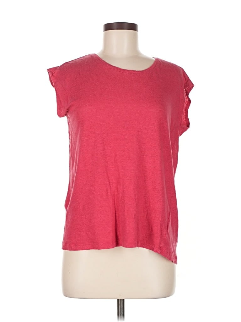 Pre-owned Tahari Short Sleeve Top Red Scoop Neck Tops