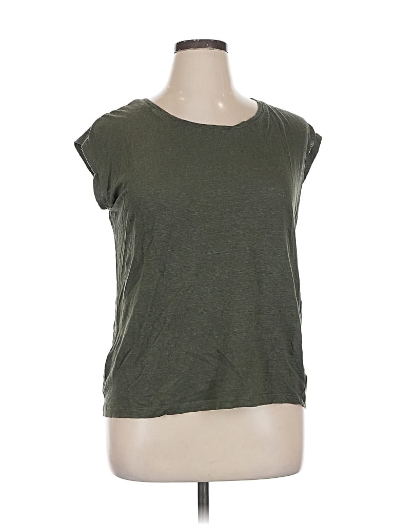 Pre-owned Tahari Short Sleeve Top Green Scoop Neck Tops