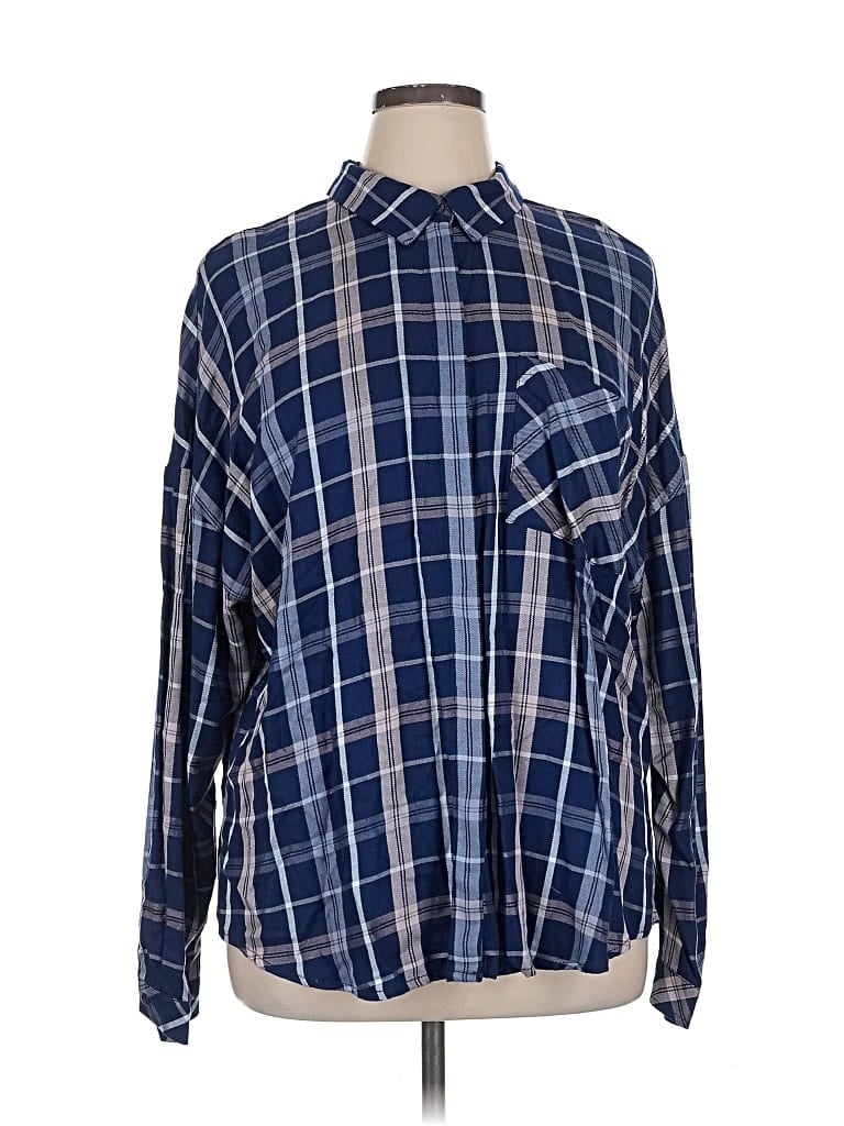 Pre-owned Sanctuary Long Sleeve Button Down Shirt In Blue