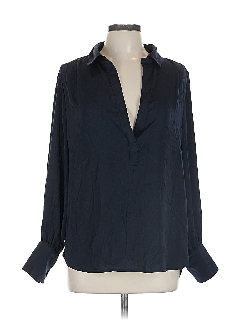 Pre-owned Banana Republic Factory Store Long Sleeve Blouse In Blue