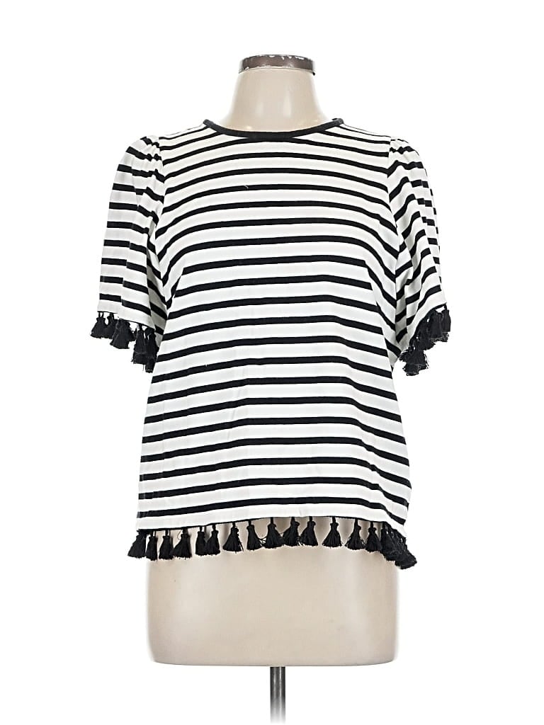 Pre-owned Broome Street Kate Spade New York Short Sleeve Top White Boatneck Tops