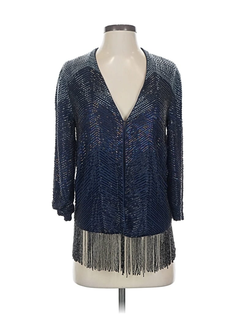 Pre-owned Haute Hippie Silk Blazer Jacket In Blue