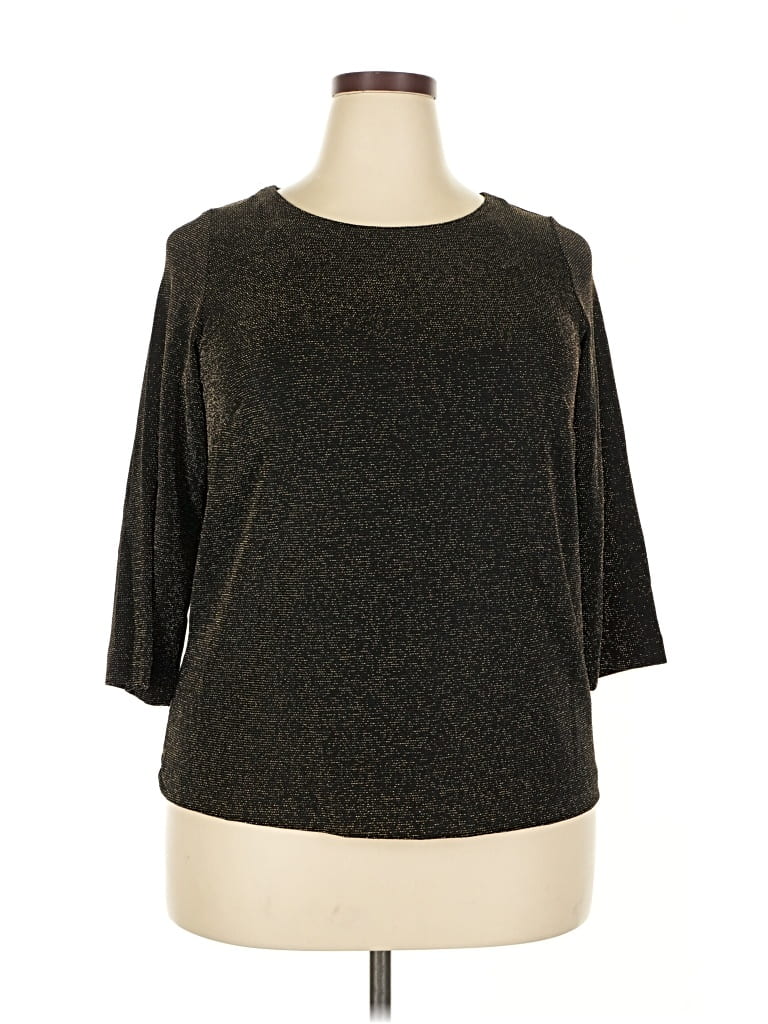 Pre-owned Connected Apparel 3/4 Sleeve Top Brown Boatneck Tops