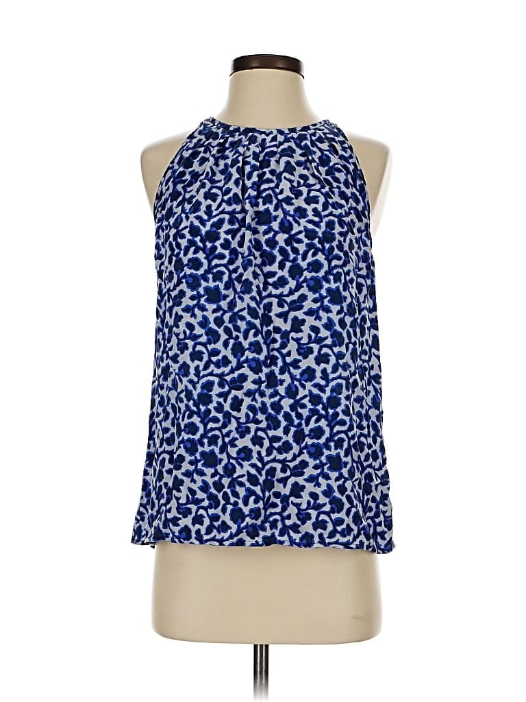 Pre-owned Cynthia Rowley Tjx Sleeveless Silk Top Blue Halter Neckline Tops