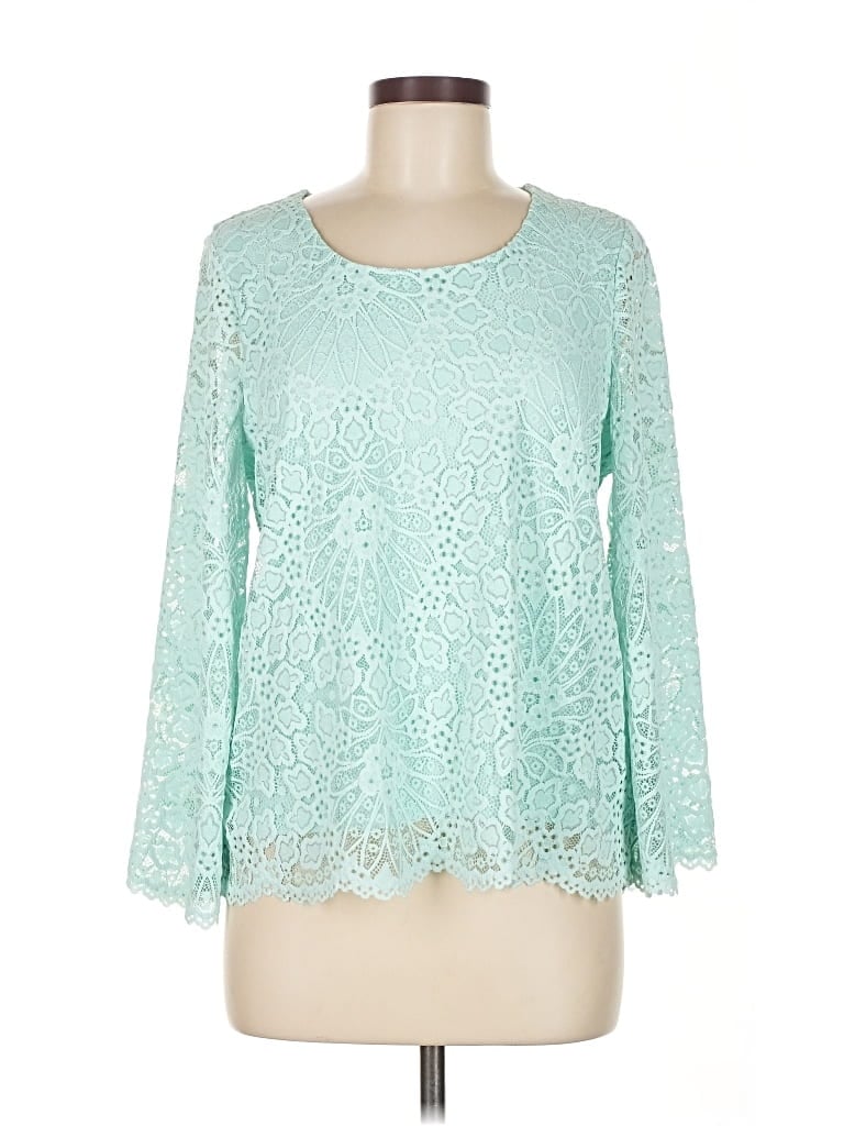 Pre-owned Chico's Long Sleeve Blouse In Blue