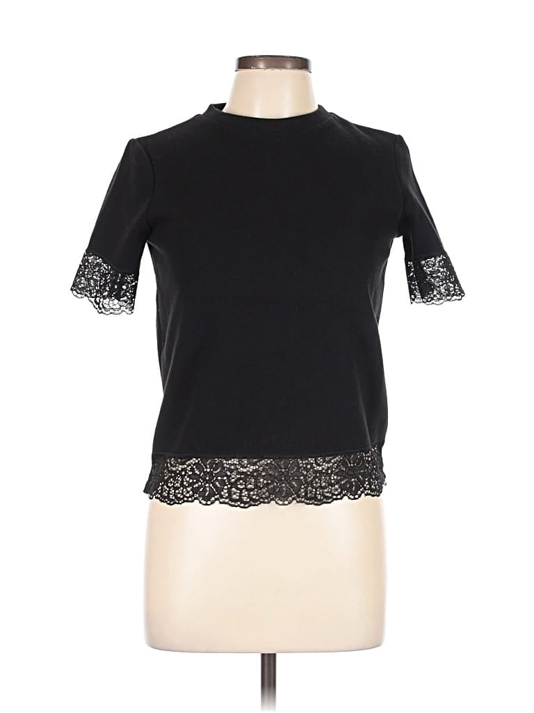 Pre-owned Trafaluc By Zara Short Sleeve Top Black Mock Neckline Tops