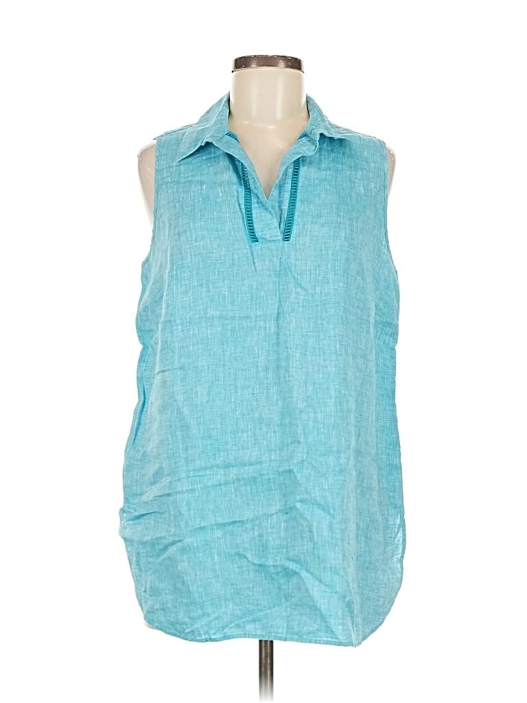Pre-owned Chico's Sleeveless Button Down Shirt In Blue