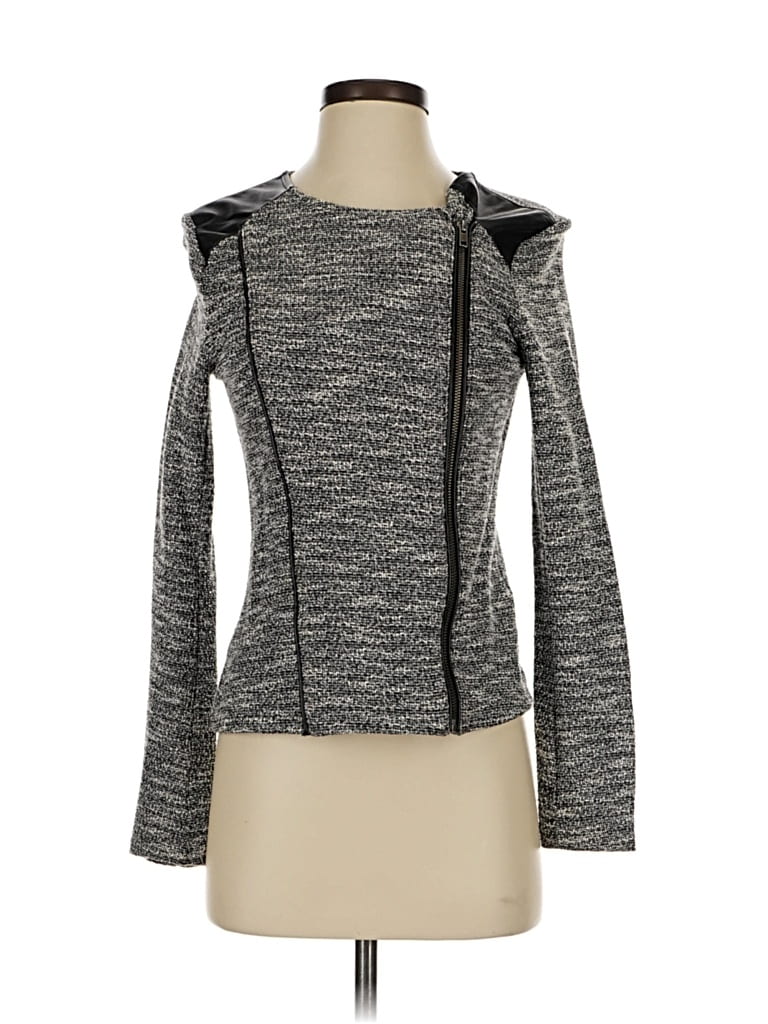 Pre-owned Michael Stars Long Sleeve Top Gray Marled Pattern Crew Neck Tops