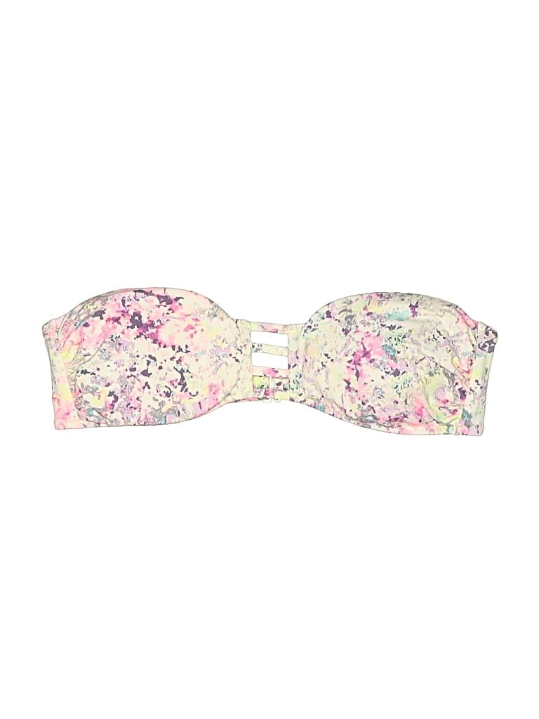 Pre-owned Victoria's Secret Swimsuit Top White Floral Pattern Swimwear