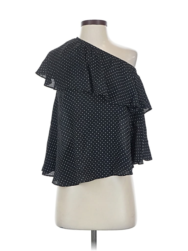 Pre-owned Astr Short Sleeve Blouse In Black